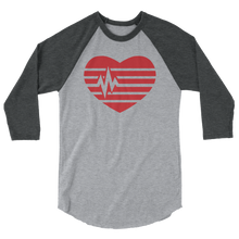 Load image into Gallery viewer, Heart 3/4 sleeve raglan shirt
