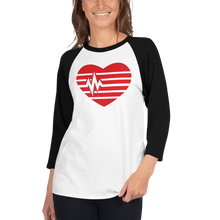 Load image into Gallery viewer, Heart 3/4 sleeve raglan shirt