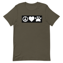 Load image into Gallery viewer, Peace, Love, Pugs T-Shirt