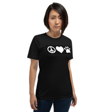 Load image into Gallery viewer, Peace, Love, Pugs T-Shirt