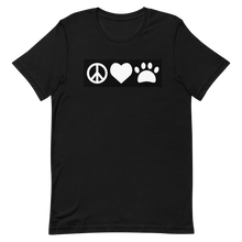 Load image into Gallery viewer, Peace, Love, Pugs T-Shirt