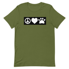 Load image into Gallery viewer, Peace, Love, Pugs T-Shirt