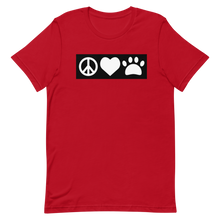 Load image into Gallery viewer, Peace, Love, Pugs T-Shirt