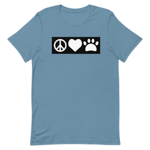 Load image into Gallery viewer, Peace, Love, Pugs T-Shirt