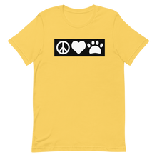 Load image into Gallery viewer, Peace, Love, Pugs T-Shirt