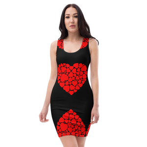 Red Heart Black Dress