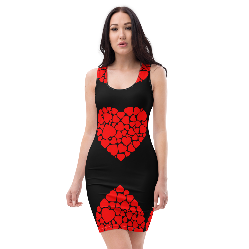 Red Heart Black Dress