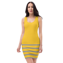 Load image into Gallery viewer, Grey Stripes Yellow Dress