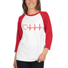 Load image into Gallery viewer, HeartBeat 3/4 sleeve raglan shirt for women