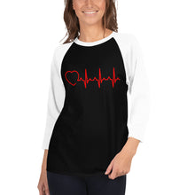 Load image into Gallery viewer, HeartBeat 3/4 sleeve raglan shirt for women