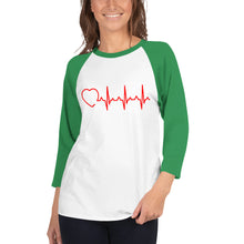 Load image into Gallery viewer, HeartBeat 3/4 sleeve raglan shirt for women