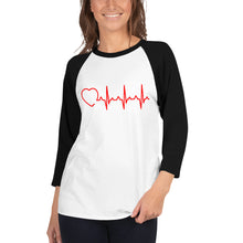 Load image into Gallery viewer, HeartBeat 3/4 sleeve raglan shirt for women