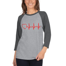 Load image into Gallery viewer, HeartBeat 3/4 sleeve raglan shirt for women