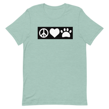 Load image into Gallery viewer, Peace, Love, Pugs T-Shirt