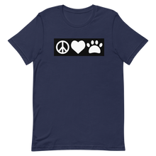 Load image into Gallery viewer, Peace, Love, Pugs T-Shirt
